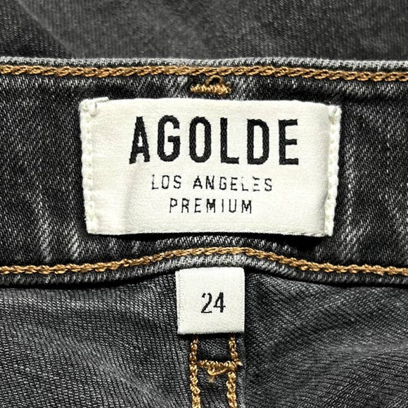 Agolde Gray High Rise Distressed Released Raw Hem Skinny Jeans Size 24 - Picture 6 of 10